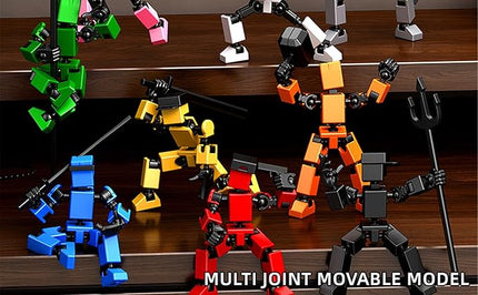 4-Pack Mini Action Figures Set - Assembled Robot Anime Figures with Movable Joints - Fidget Toys for Boys and Girls (White, Red, Grey, Yellow)