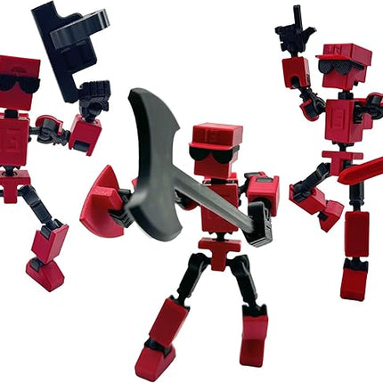 (Assembly Completed) 3D Printed 6.65-inch Action Figure Mini-13, Full Body Mechanical Movable Toy, Multiple Accessories, Desk Decoration, Creative Gifts (Red)