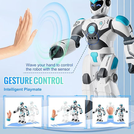 VEVOR RC Robot Toys for Kids, Gesture Sensing Programmable Remote Control Smart Robot, Interactive Walking Singing Dancing Robot for Age 6+ Year Old Boys Girls Birthday Gift Present