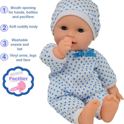 11 inch Soft Body Boy Baby Doll in Gift Box - Doll Pacifier Included -Toy Dolls for Boys and Toddlers
