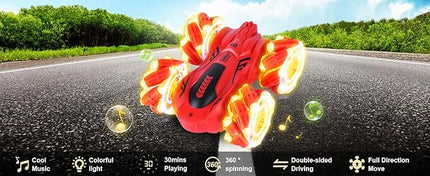 Gesture Sensing RC Stunt Car, 360 Spins Double Sided Hand Controlled Glove Twist Remote Control Car with Lights Music, Birthday Gifts Toys for Boys Age 6-12