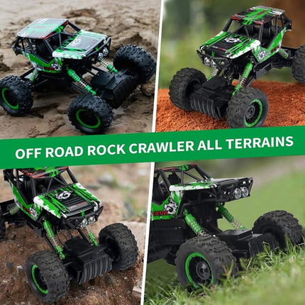 DOUBLE E 1:14 Scale Large Remote Control Car Monster Trucks for Boys with Head Lights 4WD Off All Terrain RC Car Rechargeable Vehicles Xmas Gifts for Kids