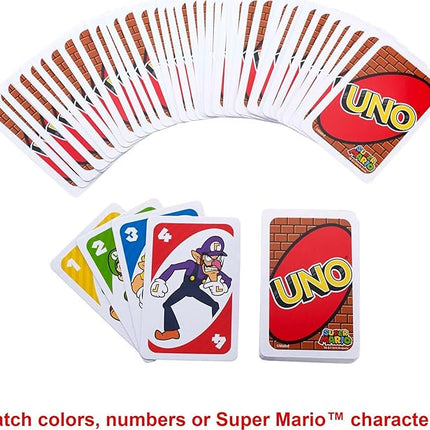 Mattel Games UNO Super Mario Card Game Animated Character Themed Collector Deck 112 Cards with Character Images, Gift for Kids Ages 7 Years Old & Up (Amazon Exclusive)