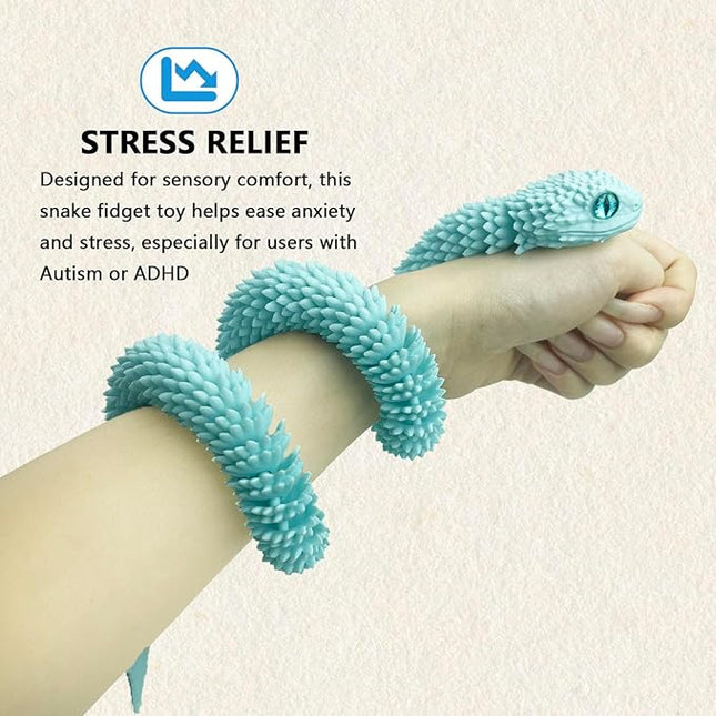 24in 3D Printed Snake Toys, Flexible 3D Printed Animal, Fidget ADHD Snake Toys, Perfect Desk Pet for Animal Collectors