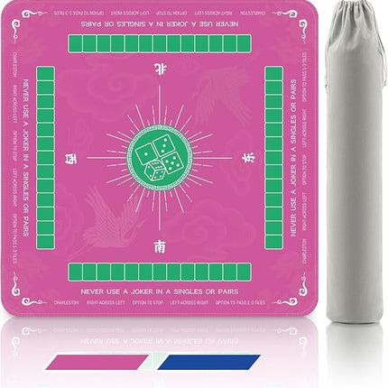Mahjong Mat - 32.4x32.4 Inch Noise Reduction Anti-Slip Gaming Mat for Mahjong, Poker, Board Games, Card Games, Dominoes (Pink)