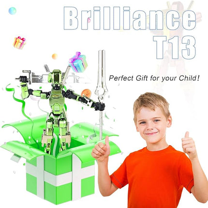 Assembly Completed T13 3D Printed Action Figures,Dummy 13 Robot 13 Movable N13 Action Figure, Lucky 13 Gift for Collectors Desktop Decorations for Game Lovers Toy(Metallic Green)