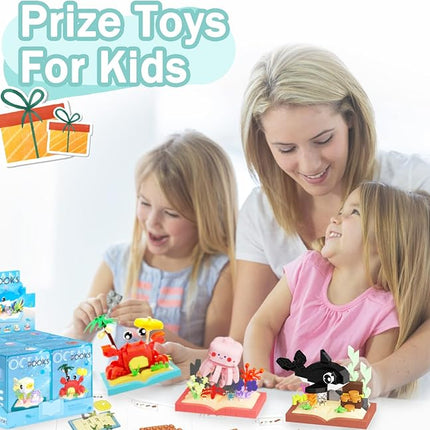 6 Packs Ocean Animals Building Blocks, Marine Life Building Set Toy, Mini Party Favors for Birthday Party Gifts，Goodie Bags Stuffers for Ages Boys Girls