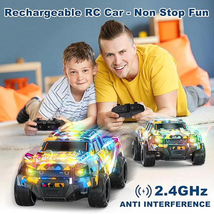Remote Control Car for Boys 4-7, RC Pickup 1/24 Scale Light-up Mini RC Car for Kids Boys Toys Age 4-6, 6-8, 3-5, 5-7, Birthday Gifts for 3 4 5 6 7 8 Years Old Boys