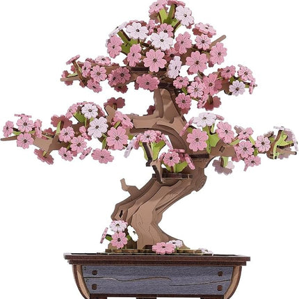 ROBOTIME Sakura Bonsai 3D Puzzles Wooden Artificial Cherry Blossom Tree DIY Model Building Kit for Home Decoration and Office Art Creative Gifts
