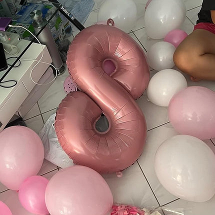 Smlpuame Pastel Pink 8 Balloons, 40 Inch Large Light Pink Foil Number Balloons 0-10, Self-Sealing 8th Birthday Balloon for Girls Women Anniversary Baby Shower Princess Party Decorations Supplies