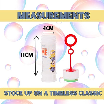Toyland® Pack of 12 Minions Bubbles with Wands, 60ml Solution & Novelty Maze Lid - Pocket Money & Party Bag Toys