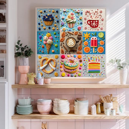 Bgraamiens 1000 Piece Jigsaw Puzzles for Adults – Sweet Life Dessert Grid – Colorful Food Art Puzzle with Cake, Coffee, Candy and Ice Cream – Bright Fun Gift for Relaxation
