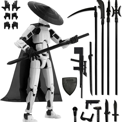 Already Assembled T13 Action Figure Accessories,Dummy 13 T13 Multi-Jointed Movable 3D Printed Toys (White)