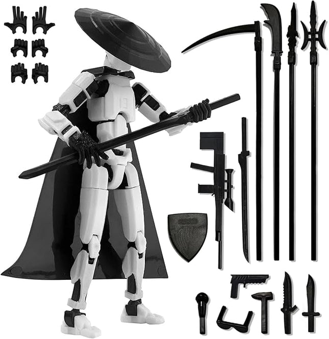 Already Assembled T13 Action Figure Accessories,Dummy 13 T13 Multi-Jointed Movable 3D Printed Toys (White)