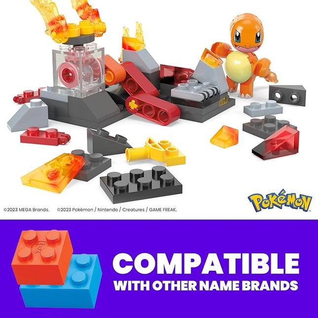 MEGA Pokémon Building Toys Set Charmander’s Fire-Type Spin with 81 Pieces, 1 Poseable Character and Motion, for Kids
