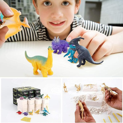 12 Pack: Dinosaur Excavation Kits for Kids, Dino Dig Kits, 3D Dig a Dinosaur Fossil and Figure Sets, Bulk Science Education Toys for Paleontology Archaeology STEM Learning Kids Activity Party Favors