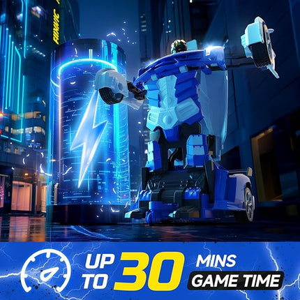 DEERC Transform Remote Control Car,2.4GHz Robot RC Cars,1:18 Scale Police Car Toy One-Button Deformation & 360° Rotating Drifting for Kids Boys Age 4-7 8-12 Birthday Xmas Gift