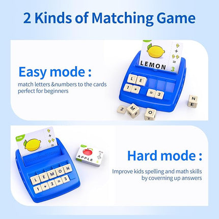 Educational Toys for Kids Ages 3-8, Matching Letter Spelling Math Game ABC Learning, Christmas Birthday Gifts Preschool& Kindergarten Kids for 3 4 5 6 7 8 Year Olds Boys and Girls Navy Blue