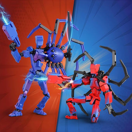 Spider T13 Action Figure Set -Titan 13 Action Figure with Sucker Spider T-13 Collectible 3D Printed Toys Highly Detailed Action Figures for Collectors and Fans （Assembly Required）- Red
