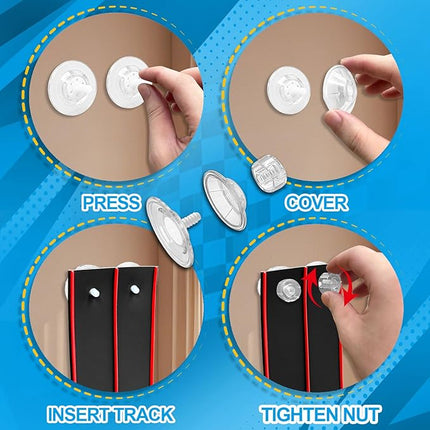 Flexible Race Track Toys for Kids 15 Ft with 4 Cars & Suction Cups, Portable Double Lane Racetrack Compatible with Hot Wheels & 1/64 Diecast Cars, Fun Car Ramp Track Set for Ages 3+(Black & Red)