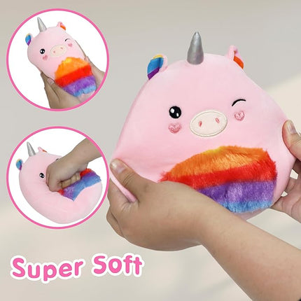 Easfan Rainbow Unicorn Plush Pillow Plush Toy, Unicorn Stuffed Animal Soft Plushie Toy for Kids Girls Birthday Valentine Gift, 8"