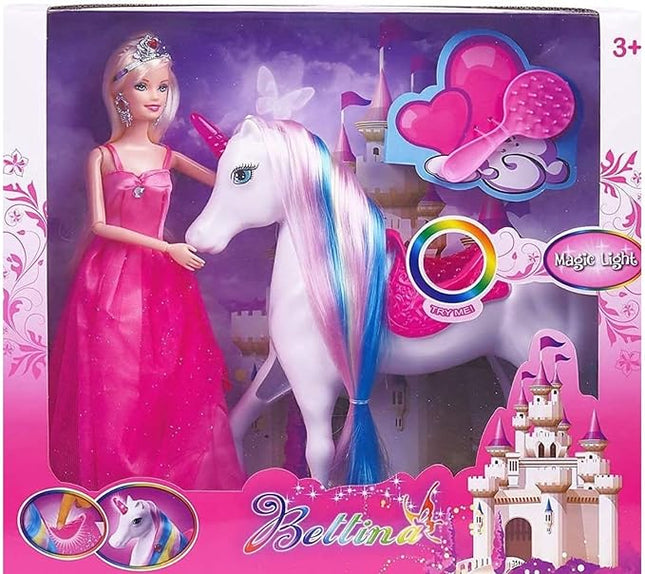 Yellow River Magical Light Unicon and 11.5" Princess Doll, Unicorn Gifts for Christmas Birthday for Girls 3+, Fairy Tale Story Unicorn Horse Toys Playset for Kids Ages 3 4 5 6 7 8