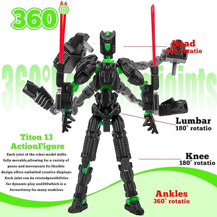 Assembly Completed T13 Action Figure Set，T13 mision 13 figuras originales 3D Printed Toys Nova 13 Action Figures Desktop Decorations for Game Lovers Toy (Green, 8 Inch)