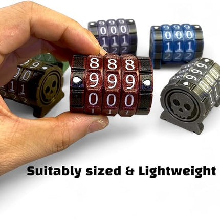 Life Counter Health Tracker for Board Games, TTRPGs, and Card Games with Skull Symbol, Compatible with MTG, 3 Purple Wheels with White Numbers