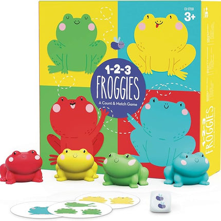 Educational Insights 1-2-3 Froggies Counting & Color Matching Game for Preschoolers and Toddler, For 2-4 Players, Fun Family Board Game for Kids Ages 3+
