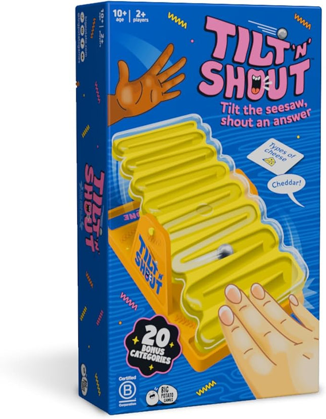 Big Potato Tilt ’n’ Shout – Fast-Paced Family Board Game for Adults & Kids | Shout Out Trivia Party Game with Categories & Bonus Content | New Board Games 2025