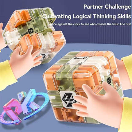 Large Labyrinth 3D Puzzles Maze Cube - Engaging Brain Teaser Toy, 3D Maze Magic Cube & Ball, High Difficulty Puzzle, Brain Training Puzzle, Pefect Gift for Adults Teens, Grey