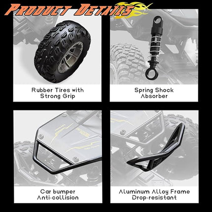 1:12 Remote Control Car - 4WD RC Off Road Truck - 6 Wheel All Terrain Hobby Electric Vehicle Toys Monster Truck - Gifts for Boys Girls Kids