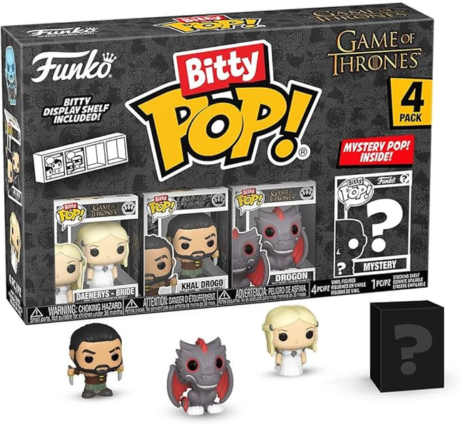 Funko Pop Bitty: Game of Thrones - Daenerys Targaryen, Khal Drogo, Drogon, & Mystery Chase Figure - (Styles May Vary) and A Surprise Mystery Mini Figure - 0.9 Inch (2.2 Cm) Collectable