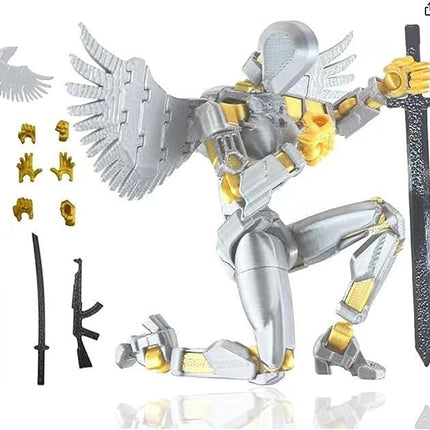 T13 Action Figure (Assembly Completed) Titan 13 Dummy 13 Action Figure Robot 13 Figure 3D Printed Articulated Multi-Jointed Movable Robot Model (Platinum Gray)