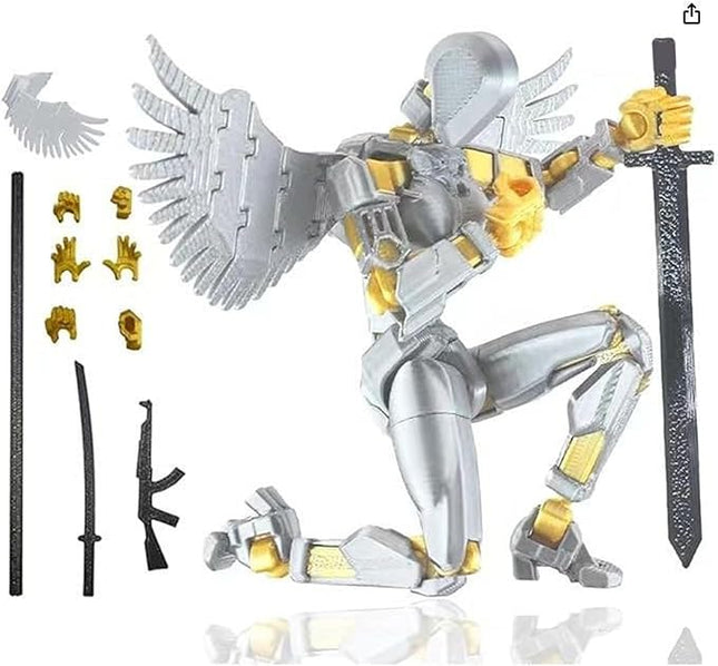 T13 Action Figure (Assembly Completed) Titan 13 Dummy 13 Action Figure Robot 13 Figure 3D Printed Articulated Multi-Jointed Movable Robot Model (Platinum Gray)