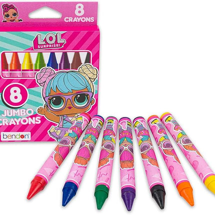 LOL Surprise Coloring Set for Girls - Bundle with 8 LOL Surprise Markers and 8 LOL Surprise Jumbo Crayons for Coloring, Drawing, and More Plus Bonus Stickers | LOL Surprise School Supplies for Kids