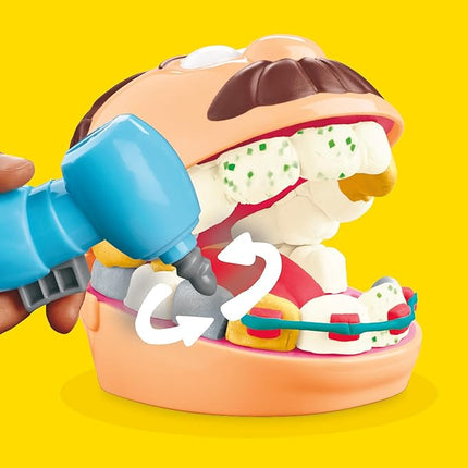 Play-Doh Drill 'n Fill Dentist Toy for Kids 3 Years and Up with Cavity and Metallic Colored Modeling Compound, 10 Tools, 6 Total Cans, 2 Ounces Each, Non-Toxic, Assorted Colors