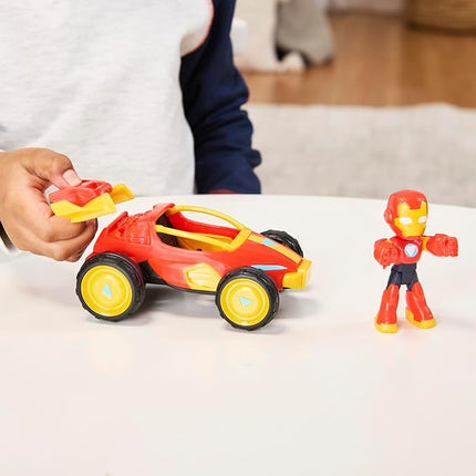 IRON MAN AND HIS AWESOME FRIENDS Marvel Iron Racer Action Figure & Toy Vehicle, 3-Inch Action Figures, Super Hero Toys for Kids, Ages 3+