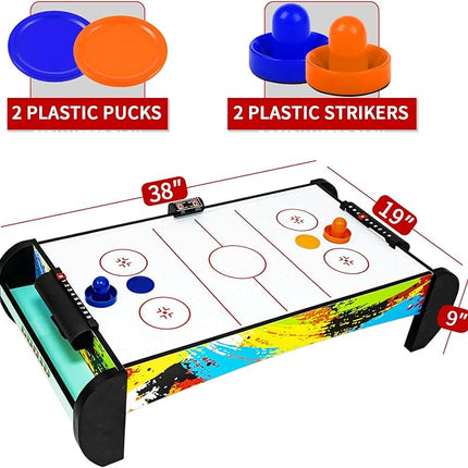 Air Hockey Table for Kids | Tabletop Air Hockey for Children, Girls, Boys, Teens with Air Hockey Pucks and Paddles, Electronic Fans