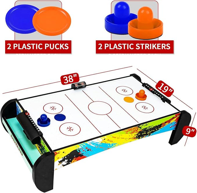 Air Hockey Table for Kids | Tabletop Air Hockey for Children, Girls, Boys, Teens with Air Hockey Pucks and Paddles, Electronic Fans