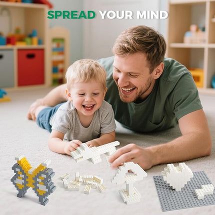 500 Piece Classic Building Bricks and 1 Gray Baseplate, 2x4 Bricks Bulk Creative Building Toys, Blocks Bulk for Kids Ages 6+, White(Samll Bricks, 1.25x0.62x0.47 in)