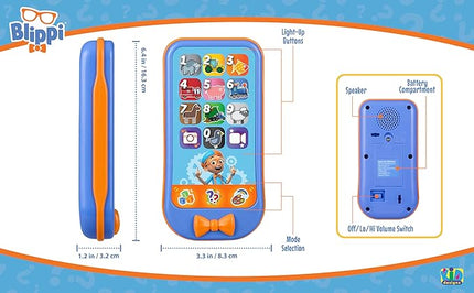 eKids Blippi Toy Phone for Toddlers with Built-in Educational Games and Preschool Learning Games (Blippi)