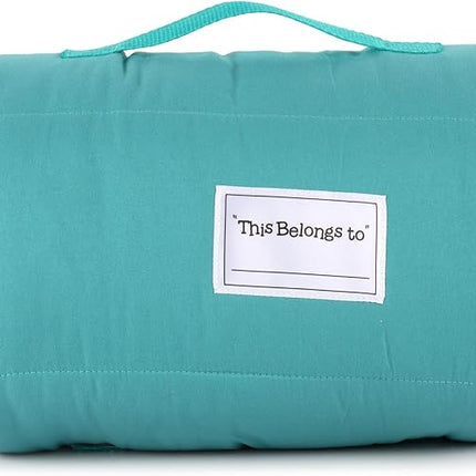 Jay Franco Kids Nap Mat with Embedded Pillow & Blanket – Soft 46"x20" Microfiber Sleeping Bag with Name Tag & Handle