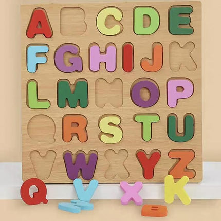 Wooden Puzzles for Toddlers, 2pack Alphabet Shape Puzzles for Kids Wooden Montessori Toddler Alphabet Number Shape for Kids 3 Years Old Boys & Girls