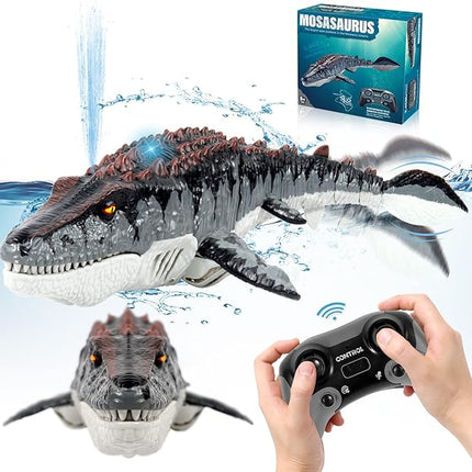 Mosasaurus Dinosaur Toys, Upgrade Remote Control Water Toy, Pool Toys for Kids Ages 4-8, RC Dino with Light and Spray Water for Swimming Bath Lake Ocean Christmas Birthday Gift