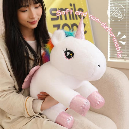 SQEQE Weighted Unicorn Plush, Weighted Unicorn Stuffed Animal, Cute Plushies Soft Pillow Toy Gift for Kids Adults 13.8 Inch, 1.6 Lbs