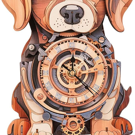 3D Wooden Puzzles for Adults Beagle Clock - Model Building Kit for Men Women Clock Puzzle Creative Craft Gift Home Deco for DIY Enthusiasts, Brain Teaser Building Set for Adults
