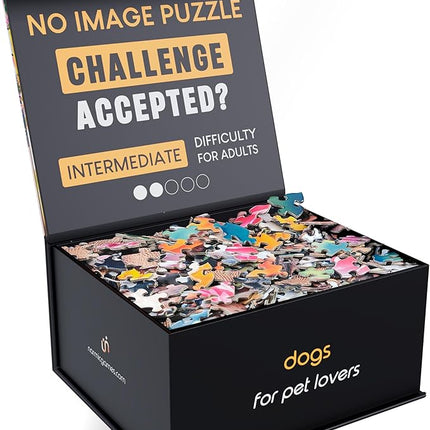 No Image Puzzle 1000 Irregular Pieces Extreme Difficult Jigsaw Challenge Adults Hardest Puzzle No Guide Ultimate Brain Teaser Intermediate Level Dogs Mystery Unique Gift