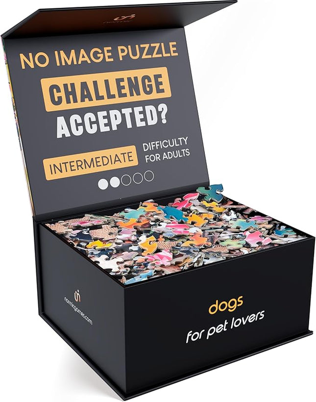 No Image Puzzle 1000 Irregular Pieces Extreme Difficult Jigsaw Challenge Adults Hardest Puzzle No Guide Ultimate Brain Teaser Intermediate Level Dogs Mystery Unique Gift