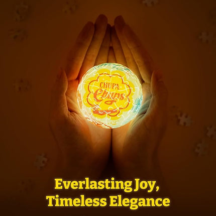 Chupa Chups X PieceRelax 3D Plastic Puzzle Sphere Light for Adults 60 Piece - Timeless Memories - Chupa Chups Time Machine Unique Gift & Home Décor with Curved Plastic Puzzle Pieces [J1151]